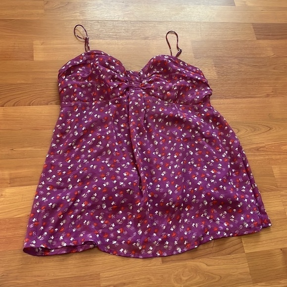 American Eagle women’s purple floral spaghetti strap tank top Size Medium - Picture 2 of 7